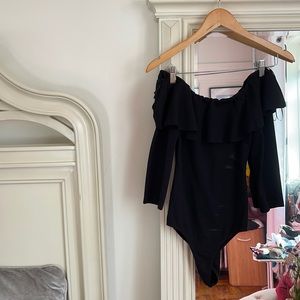 Off the shoulder black bodysuit